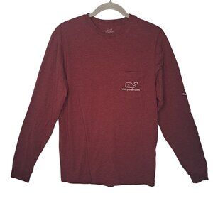 Vineyard Vines Burgundy Pocket Tee Logo Whale Size XS
